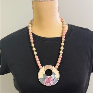 Elegant Pink and Cream Beaded Necklace